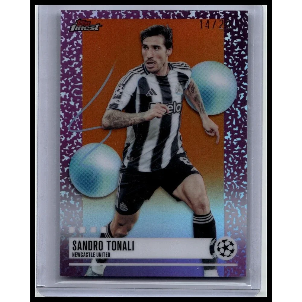 2025-26 Finest UEFA Sandro Tonali #395 Newcastle United Orange Refractor #/20